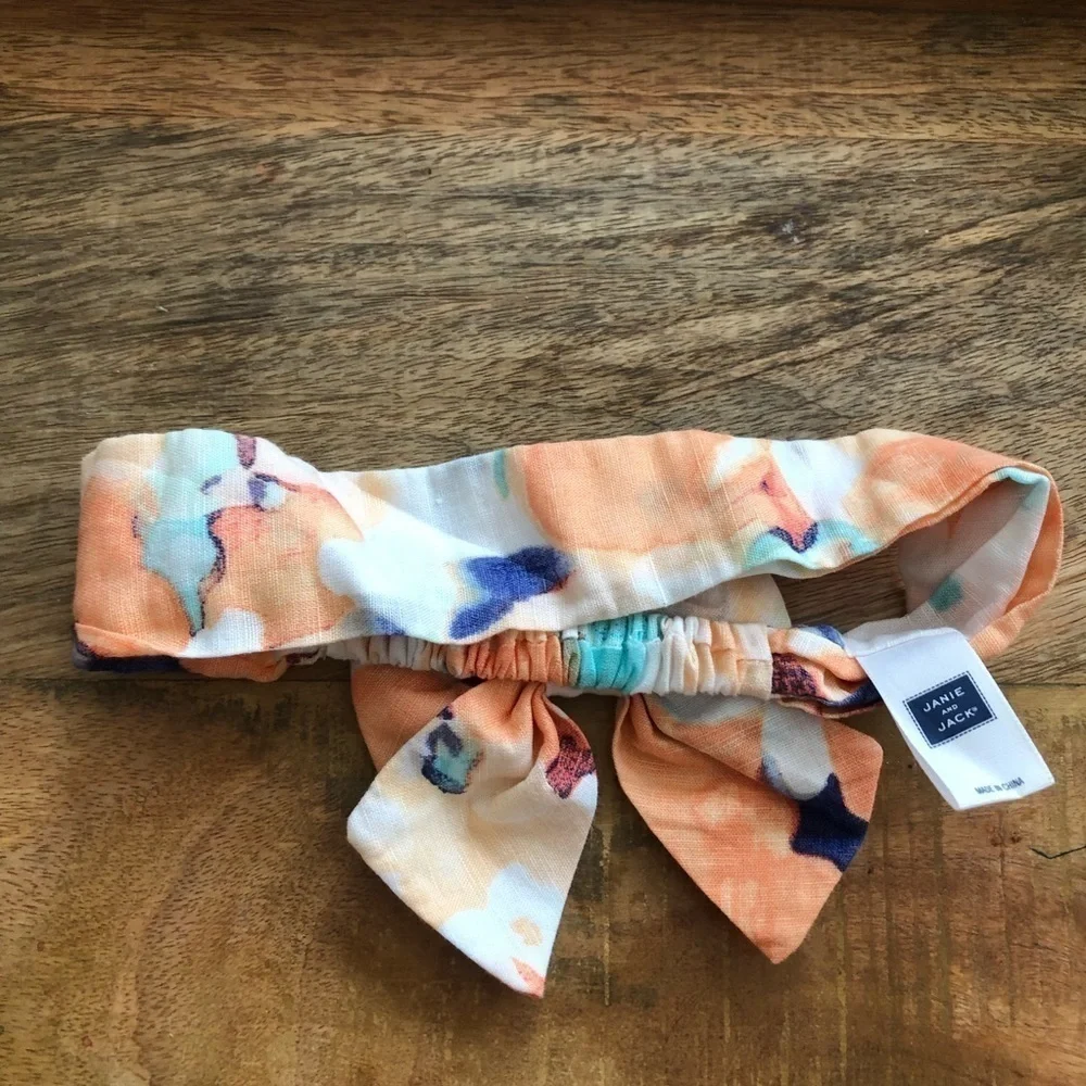 Janie & Jack Baby Girl Linen Floral Bow Headband